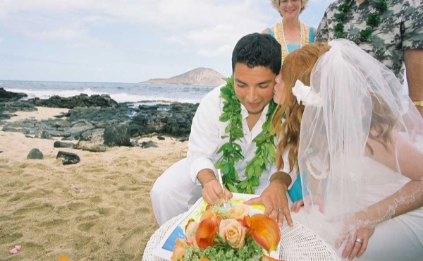 The aisle of orange flowers by the sea, close together