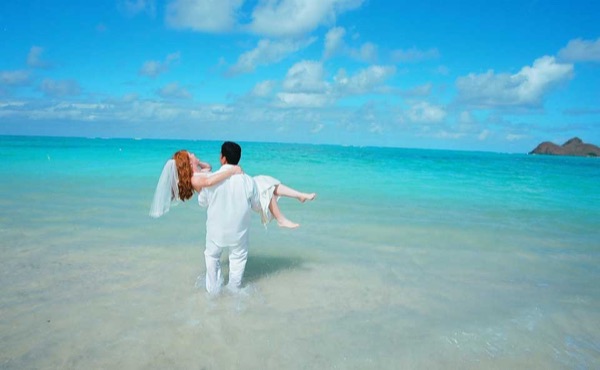 Going into the water for Ashley's trash the dress shoot, from another angle