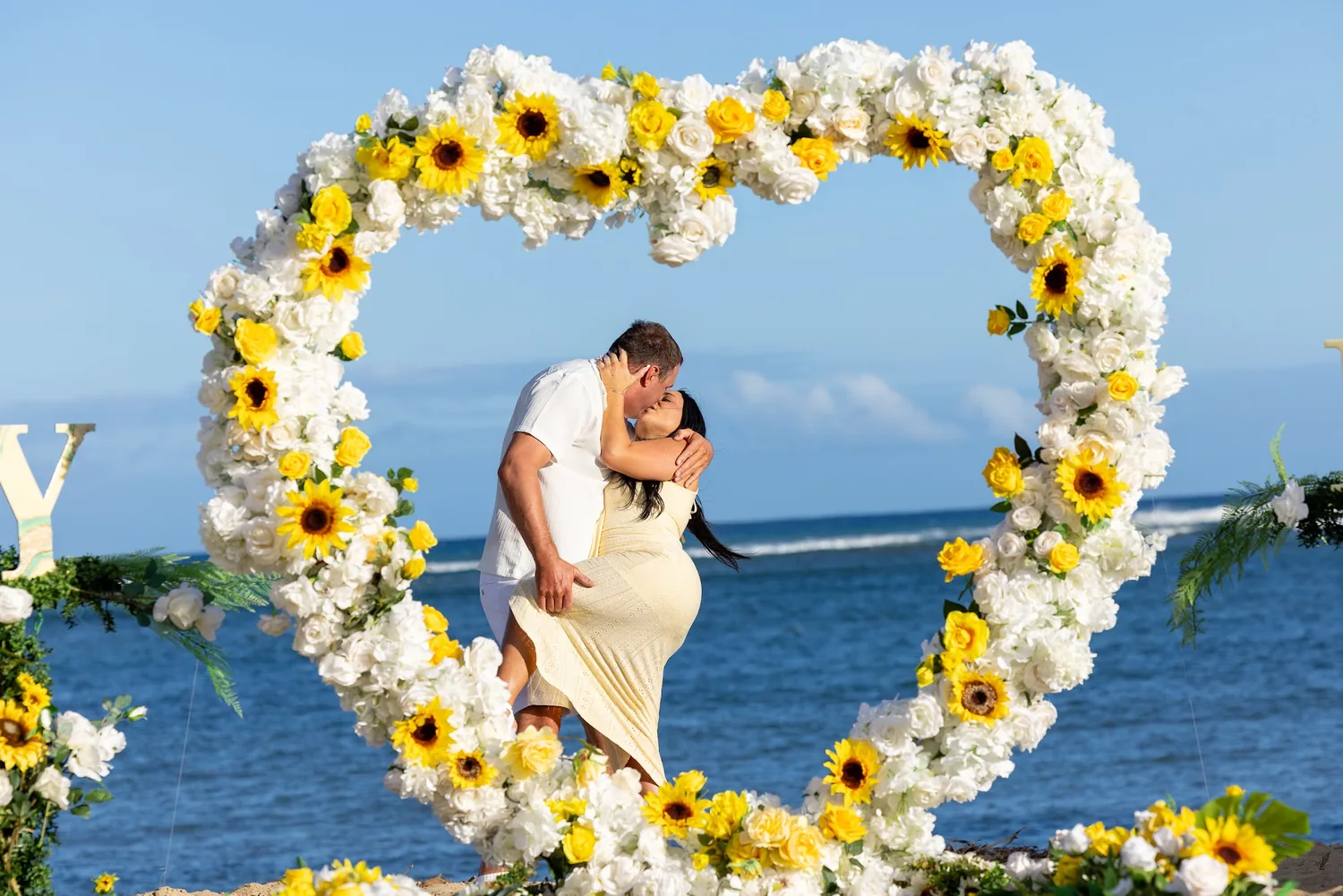 Newly engaged in the flower heart