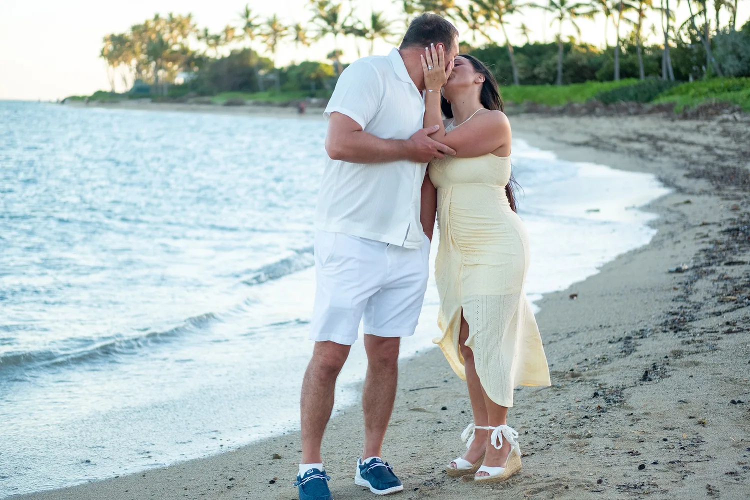 A sunset kiss on the shore