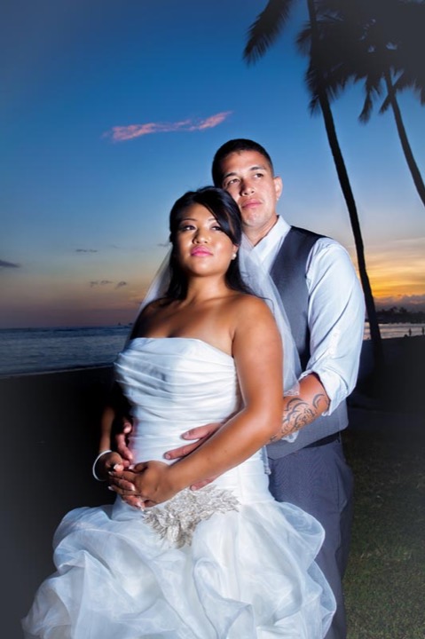 Sunset portrait by the Hale Koa Hotel on Waikiki Beach