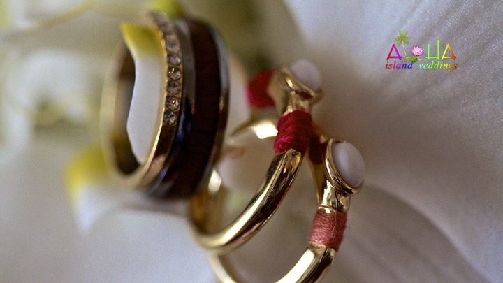Jill and James' wedding rings before their ceremony at the Hilton Hawaiian Village