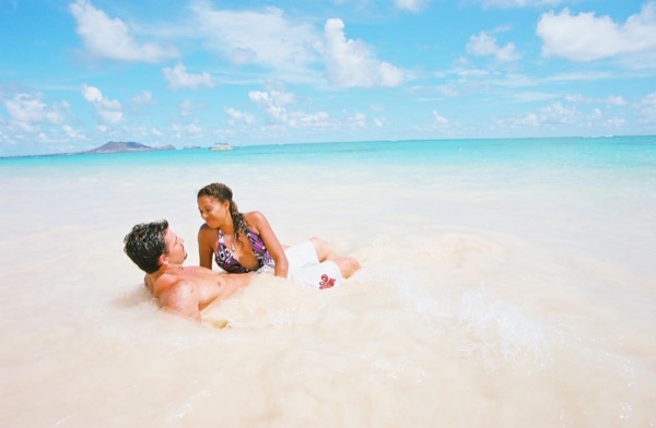 Jamillah and Brandon at Lanikai beach, from below