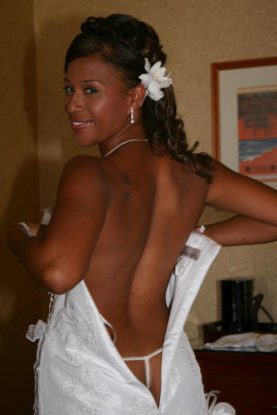 The back of Jamillah's wedding dress