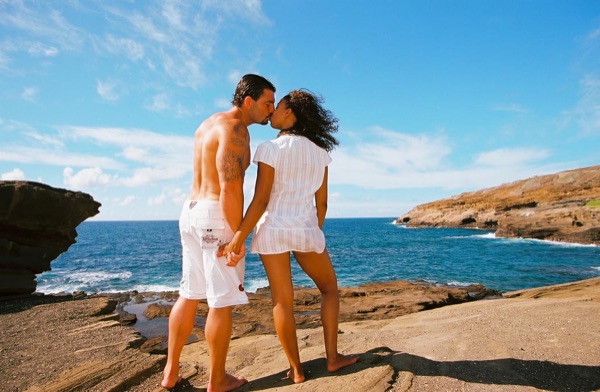 Jamillah and Brandon on the east coast cliffs above the Pacific