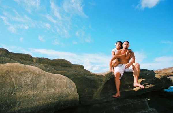 Jamillah and Brandon on the east coast cliffs above the Pacific, photo 2
