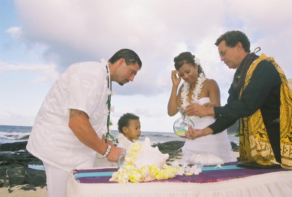Jamillah and Brandon's turquoise themed beach ceremony, having fun