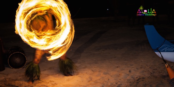 A Tahitian dancer performing for the guests, a different view
