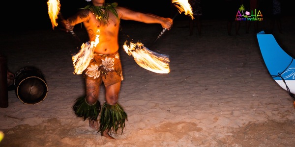 A Tahitian dancer performing for the guests
