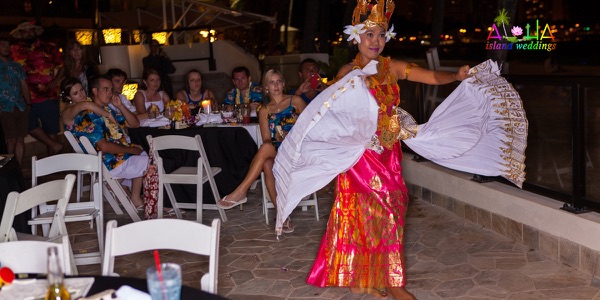A Tahitian dancer performing for the guests, another photo