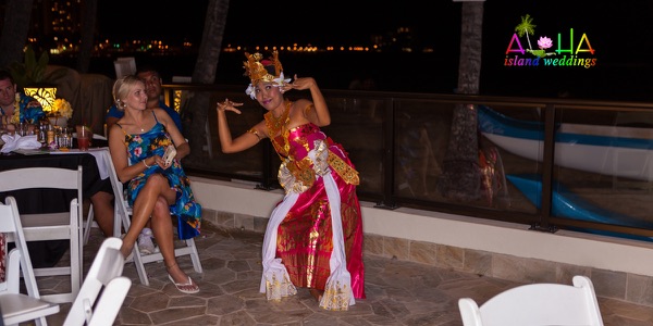 A Tahitian dancer performing for the guests, a moment later