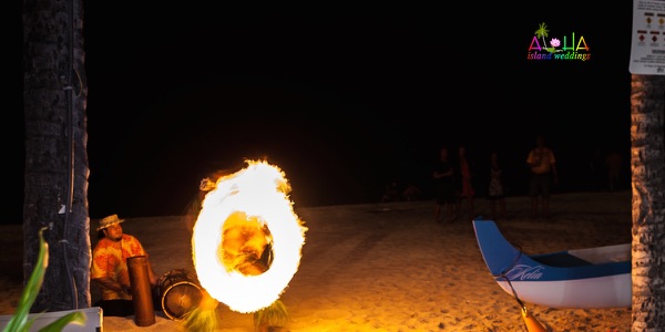 A Tahitian dancer performing for the guests, another view