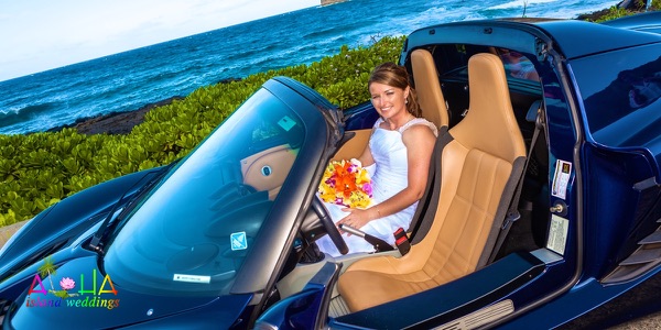 Jennifer and David in the Lotus sports car, another photo