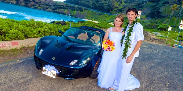 Jennifer and David in the Lotus sports car, a moment later