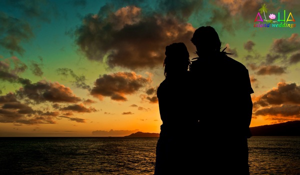 Jennifer and David in silhouette at sunset, photo 3