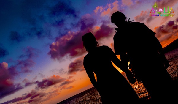 Jennifer and David at sunset at China Walls, a moment later
