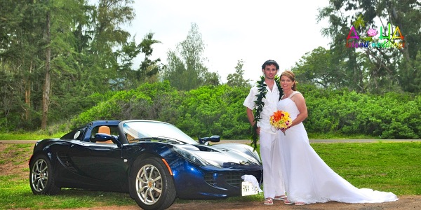 Jennifer and David in the Lotus sports car, one more moment