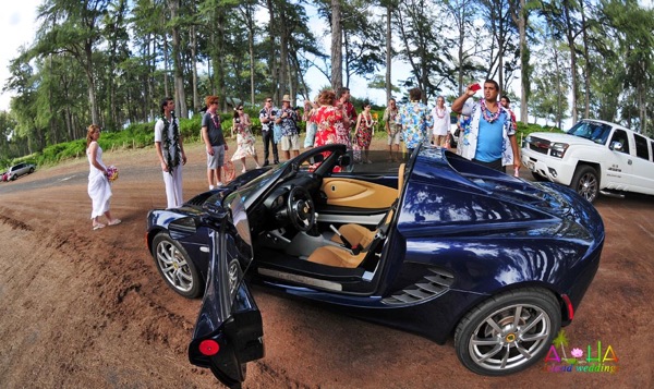 Lotus car sport at wedding