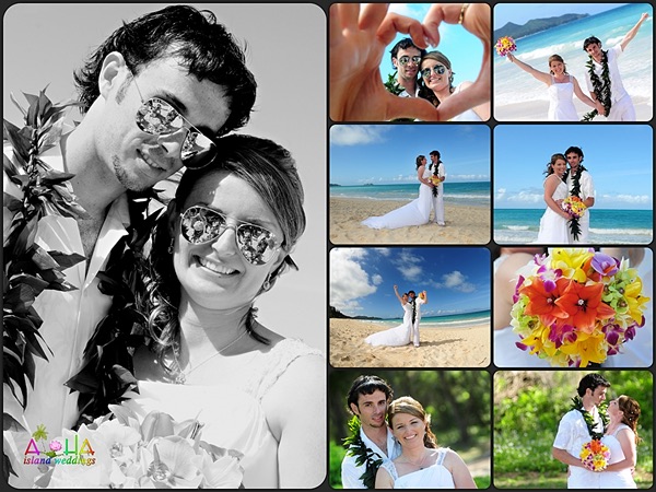 Lovers in paradise collage Hawaii beach