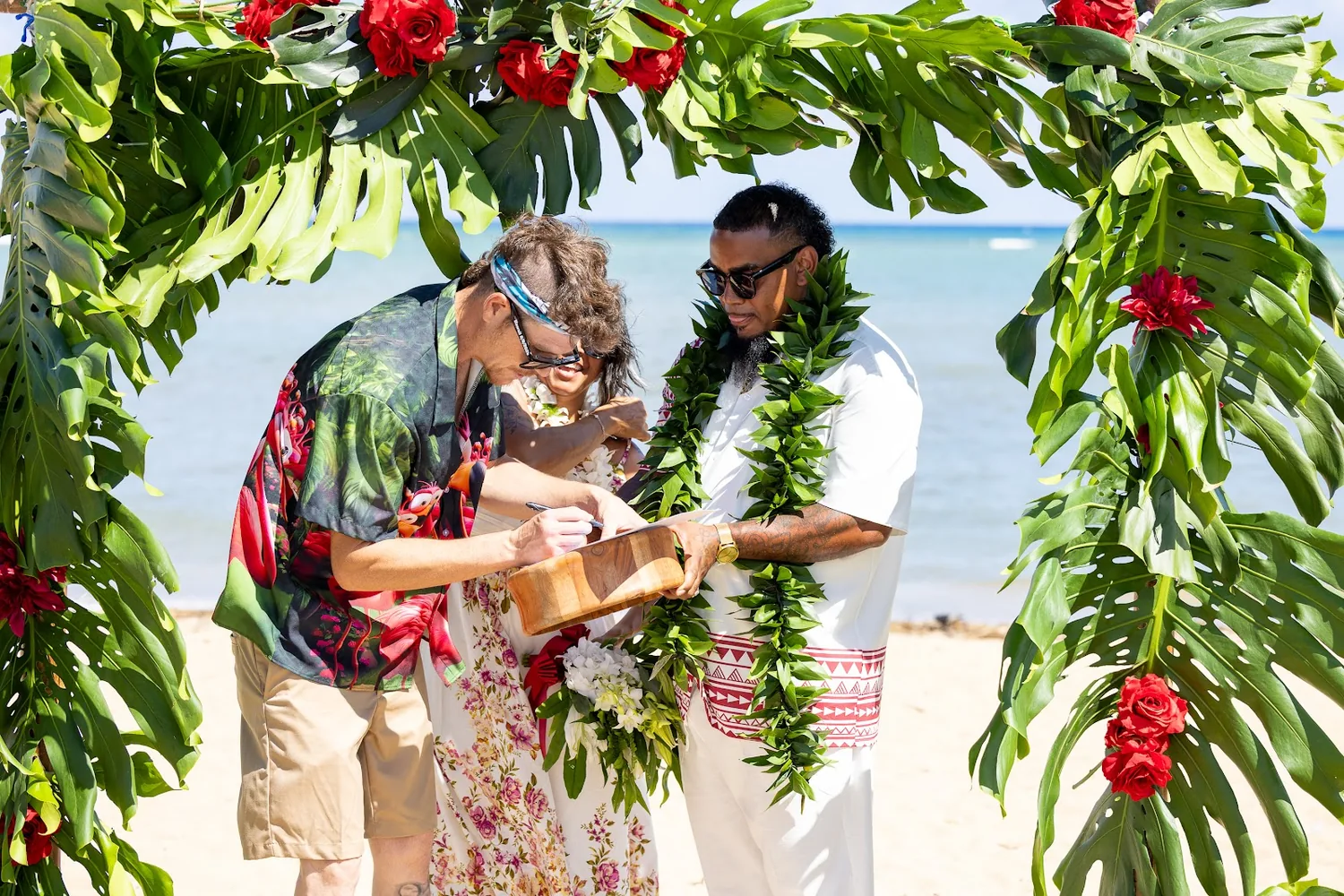 A bridesmaid sharing kava with the couple