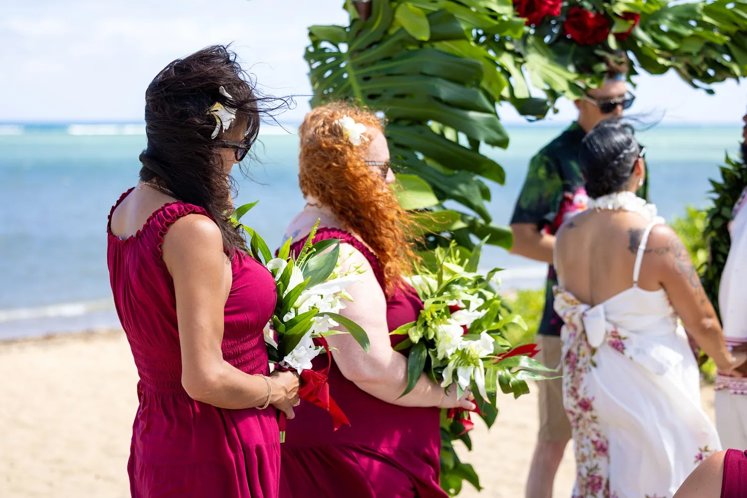 The bridesmaids watching the ceremony