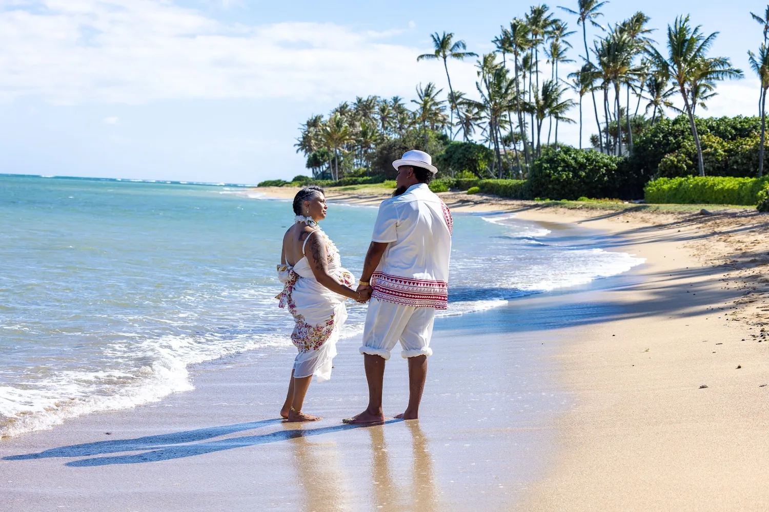 Holding hands on the shore