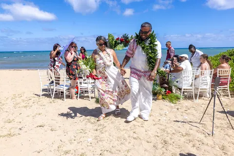 Walking back down the aisle as husband and wife