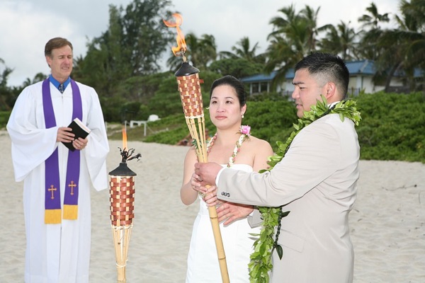 Jo and Rey's wedding ceremony, in the sunshine