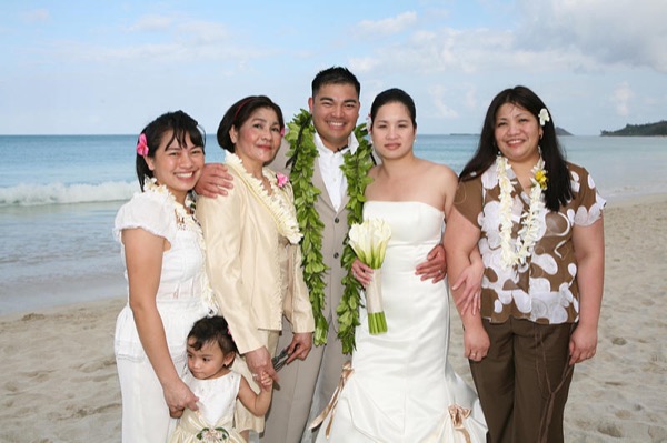 Jo and Rey with family after the wedding