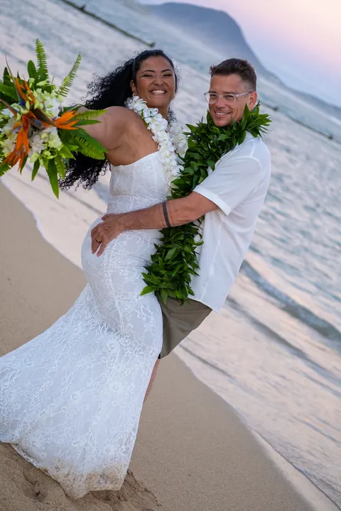 Laughing together on the shore