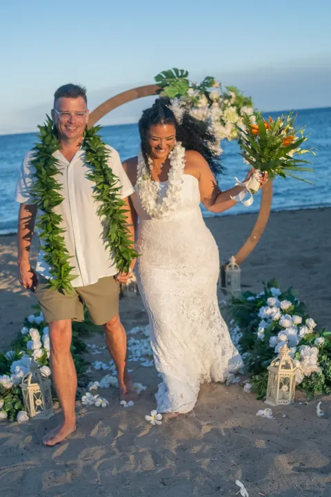 Walking back down the aisle just married