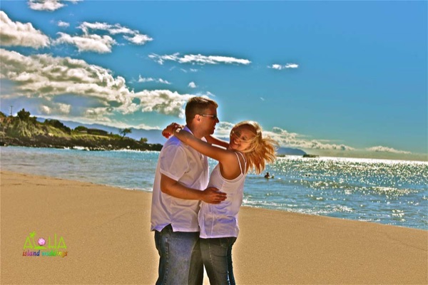 1 on the beach of Waimea with Krista and Charlie