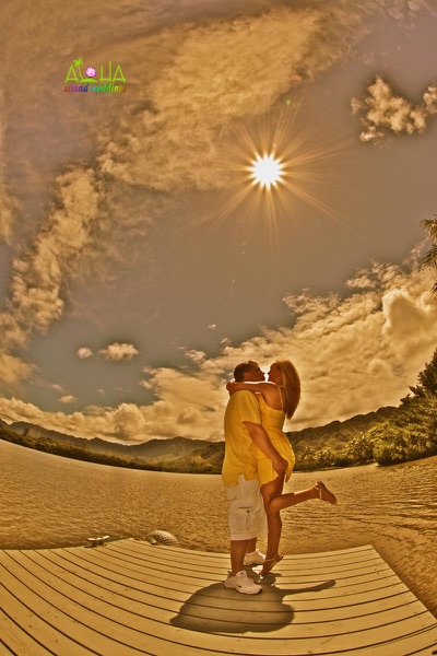 Vintage style photo of Krista and Charlie embracing