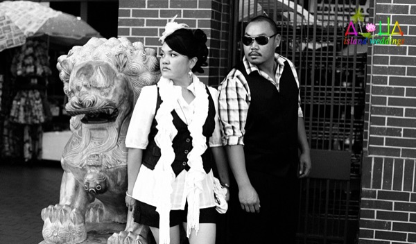 Black and white by the chinese dragon Chinatown