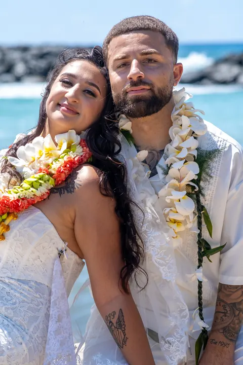 Close up of their leis