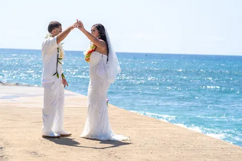 Dancing by the ocean