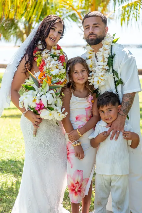 The bride with their daughter and son