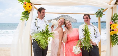 The bridal party on the beach at Makapuu