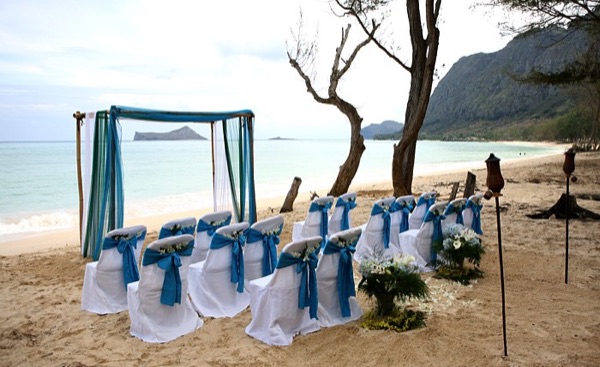 Bamboo beach wedding arch