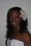 Naheshae smiling before the wedding, close up