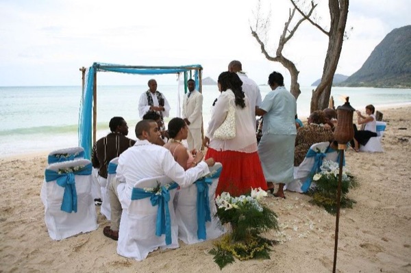 The bridal party at the ceremony