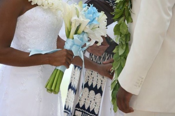 Naheshae and Damarus during the ceremony, wide view