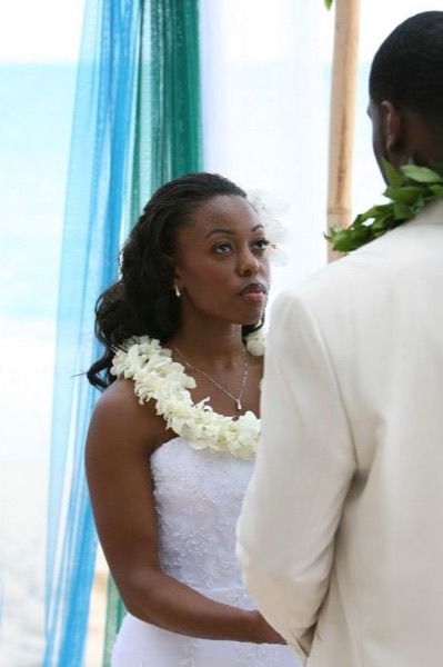 Naheshae and Damarus during the ceremony, in a happy moment