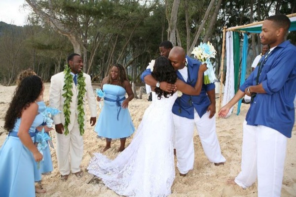 The bridal party at the ceremony, from the side
