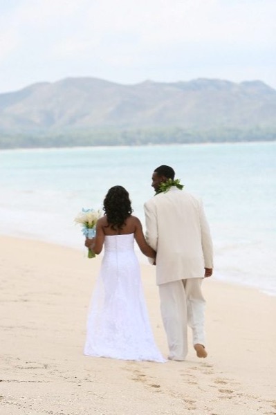 Naheshae and Damarus by the water, laughing together