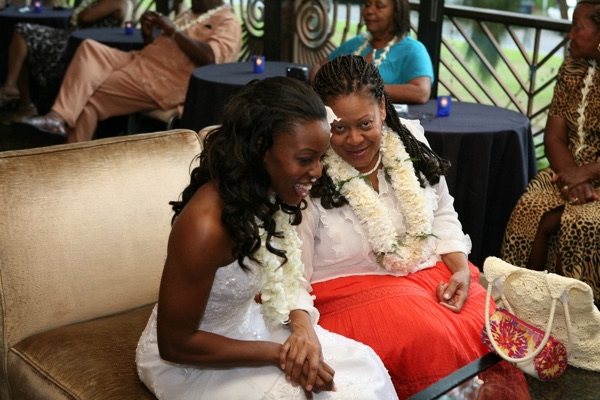 Naheshae and Damarus at their reception, close up