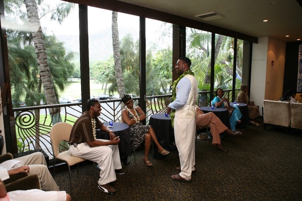 Family and friends at the reception, close up
