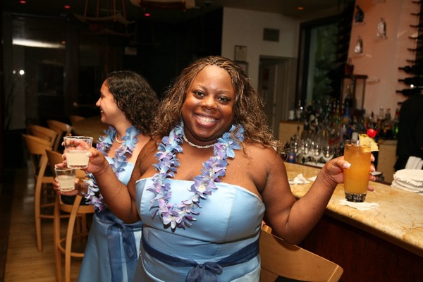 Naheshae and Damarus at their reception, side by side
