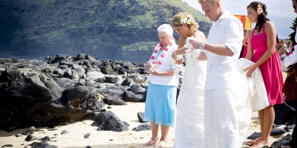 Natasha and Tyson during their ceremony by the sea, another moment