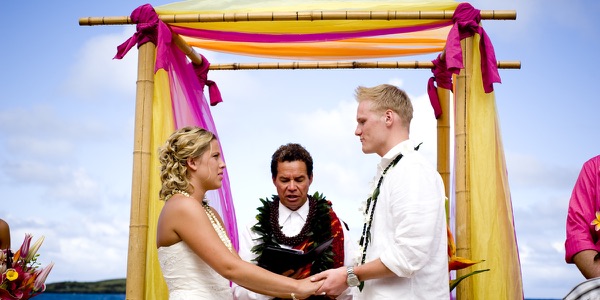 Natasha and Tyson during their ceremony by the sea, a different view